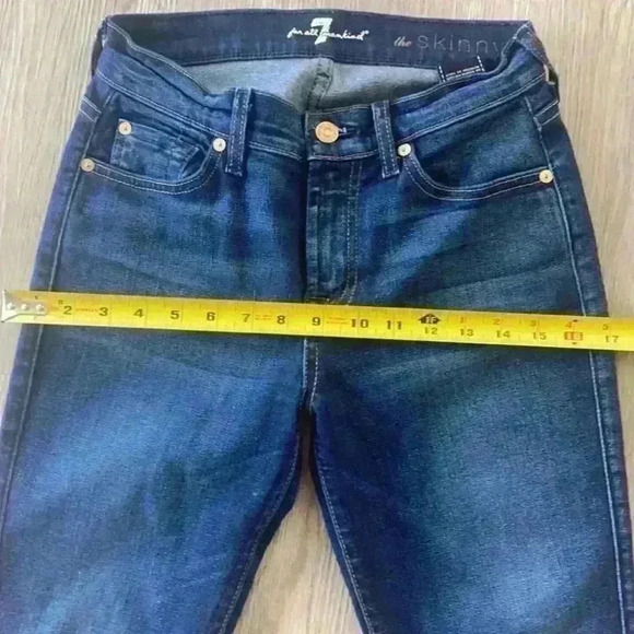 HOST PICK ❤️ 7 For all Mankind The Skinny Stretch Low Rise Blue Jean size 25 - Picture 10 of 14